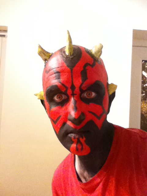 Darth Maul Makeup - Stage 5 Stick all remaining horns